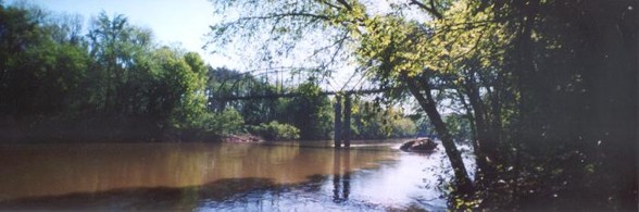 Bridge photo showing Fox Rock in the morning hours.