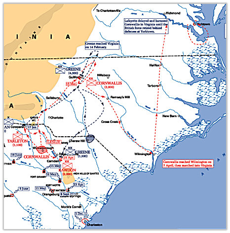 Southern Campaign - Map Click for full size